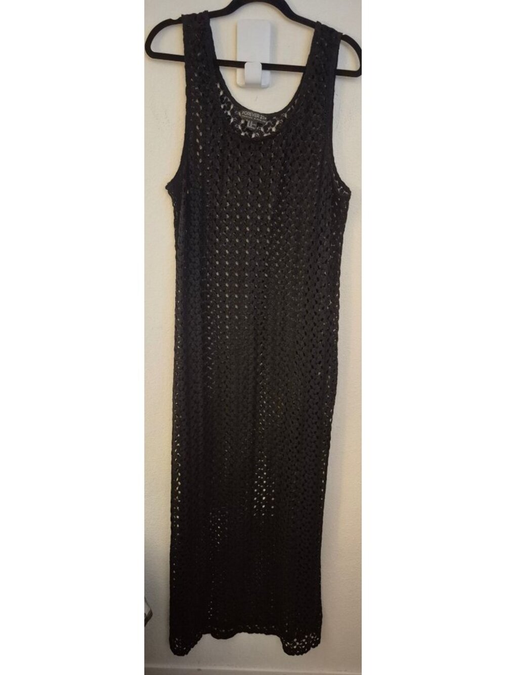 Forever 21 Plus Black Crochet Maxi Beach Dress Coverup Size 3X Jr Plus